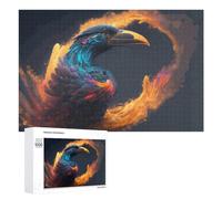 Colorful Bird in Flames Artwork, Puzzle pour Adultes, 1000 PCS, Édition Illustrée, pour Se Concentrer Tout en Partageant Un Moment Détendu