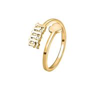 COLORFUL BLING Bague réglable en forme de cœur avec ange porte-bonheur - Bague de mariage - Bague de promesse pour femmes et filles - Bijoux d'amitié mignons numérologie, Métal, Acier inoxydable