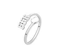 COLORFUL BLING Bague réglable en forme de cœur avec ange porte-bonheur - Bague de mariage - Bague de promesse pour femmes et filles - Bijoux d'amitié mignons numérologie, Métal, Acier inoxydable