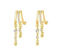 COLORFUL BLING Boucles d'oreilles créoles dorées et argentées pour femme en oxyde de zirconium avec étoile et lune - Bijoux délicats - Cadeau pour femme et amie, taille unique, Acier allié, Pas de