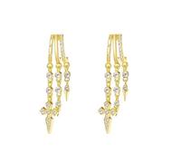 COLORFUL BLING Boucles d'oreilles créoles dorées et argentées pour femme en oxyde de zirconium avec étoile et lune - Bijoux délicats - Cadeau pour femme et amie, taille unique, Acier allié, Pas de