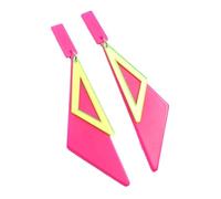 COLORFUL BLING Boucles d'oreilles pendantes à double triangle pour femme en acrylique géométrique rose fluo, bijoux audacieux, cadeaux pour femmes, hommes, amis, taille unique, Acier allié, Pas de