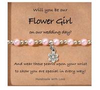 COLORFUL BLING Bracelet à fleurs avec carte cadeau délicate pour demande en mariage et demoiselle d'honneur, taille unique, Acier allié, Pas de gemme