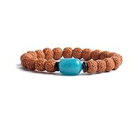 COLORFUL BLING Bracelet tibétain Mala Rudraksha en pierre naturelle - Pour méditation - Perles de prière - Bracelet de prière bouddhiste - Bijoux de méditation, Bois Rudraksha, Rudraksha