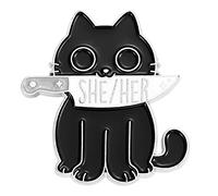 COLORFUL BLING Broches LGBTQ en forme de chat noir avec inscription « Il/Il/Il/They Them/She Her/He They They » en vrac pour décoration de vêtements, sac à dos, chapeau, Métal Métal Émail, Alliage.