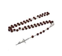 COLORFUL BLING Chapelet catholique tressé fait à la main avec pendentif en perles et crucifix de Jésus pour homme et femme - Bijou de prière religieuse - Cadeau de première communion, Bois, Bois.