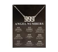 COLORFUL BLING Collier ras du cou numérologie avec pendentif numéro porte-bonheur noir 111 222 333 444 555 777 888 999, Métal, Alliage.