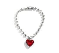 COLORFUL BLING Collier ras du cou punk en verre avec perles en forme de cœur gonflé coloré - Y2K - Bijoux simples et esthétiques pour femmes, 40mm (1.6in), Métal Résine, Résine