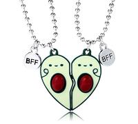 COLORFUL BLING Lot de 2/3 colliers réglables avec pendentif koala en forme de cœur brisé et avocat gravé pour meilleur ami, femme, homme, cœur fendu éternel, cadeau d'amitié, Métal Résine Métal huile