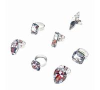 COLORFUL BLING Lot de 7 bagues géométriques en cristal pour femme avec strass en forme de goutte d'eau - Cadeau pour femme ou amie, taille unique, Acier allié, Aucune pierre précieuse