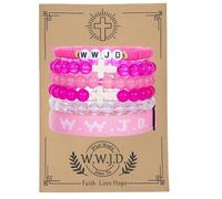 COLORFUL BLING WWJD Ensemble de bracelets en corde tressée avec croix « What would Jesus Do », taille unique, Acier allié, Pas de gemme