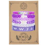COLORFUL BLING WWJD Ensemble de bracelets en corde tressée avec croix « What would Jesus Do », taille unique, Acier allié, Pas de gemme