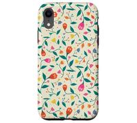 Colorful blooming minimal Flower and leaves abstract shape Coque pour iPhone XR