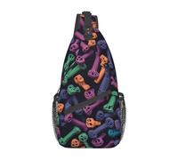 Colorful Bones Sac à bandoulière léger Sac à bandoulière Sac à dos de sport pour homme et femme Noir Taille unique, Comme indiqué sur la photo, Taille unique, Sac à dos de