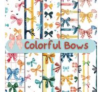 Colorful Bows Scrapbook Paper Craft Pad: 10 Rainbow Color Bow Designs, 20 Double-Side Sheets. 8.5"x8.5" Size Paper With Premium Color. Great For Card ... Decoupage, Junk Journal, DIY Project & More!