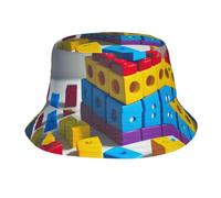 Colorful Building Blocks Chapeau cloche unisexe pour adulte, non rétractable, léger, respirant, pliable, facile à ranger, noir, taille unique