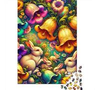 Colorful Bunny Garden Puzzle 1000 Pièces Cadeau Unique Jeu Éducatif Défi Jouet À De Qualité Supérieure Peinture Art pour Adultes Enfants 38x26cm/1000pcs