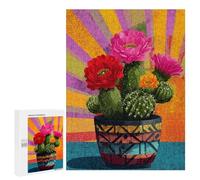 Colorful Cactus Flower Pot Art Print Puzzle 1000 Pièces Educa Jouet en Bois Cadeau Unique Décoration Intérieure Jeu Éducatif Challenge Toy Adultes Et Enfants À Partir De 14 Ans 500 PCS