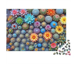 Colorful Cactus Garden Colourful Succulent Flower Art 1000 Pcs Jigsaw Puzzles Adults Beautiful Decoration Puzzle Birthday Gift 38x26cm/1000pcs