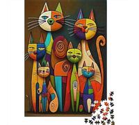 Colorful Cat Art Puzzle for Adults Abstract Multicolor Cat Collage Brainteasing & Challenging Game for Wall Decoration 38x26cm 1000pcs