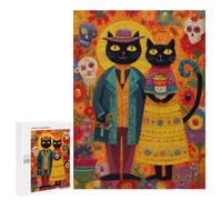 Colorful Cat Couple Art Print Puzzle 1000 Pièces Educa Jouet en Bois Cadeau Unique Décoration Intérieure Jeu Éducatif Challenge Toy Adultes Et Enfants À Partir De 14 Ans 500 PCS