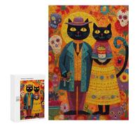 Colorful Cat Couple Art Print Puzzle 1000 Pièces Educa Jouet en Bois Cadeau Unique Décoration Intérieure Jeu Éducatif Challenge Toy Adultes Et Enfants À Partir De 14 Ans 300 PCS