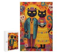 Colorful Cat Couple Art Print Puzzle 1000 Pièces Educa Jouet en Bois Cadeau Unique Décoration Intérieure Jeu Éducatif Challenge Toy Adultes Et Enfants À Partir De 14 Ans 1000 PCS