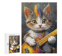 Colorful Cat Playing Guitar Puzzle 1000 Pièces Educa Jouet en Bois Cadeau Unique Décoration Intérieure Jeu Éducatif Challenge Toy Adultes Et Enfants À Partir De 14 Ans 300 PCS