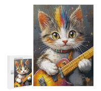 Colorful Cat Playing Guitar Puzzle 1000 Pièces Educa Jouet en Bois Cadeau Unique Décoration Intérieure Jeu Éducatif Challenge Toy Adultes Et Enfants À Partir De 14 Ans 500 PCS
