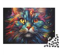 Colorful Cat Portrait 100% Recycled Cardboard Cat Lying on Windowsill 1000 Piece Puzzle for Adults The Impossible Challenge Fun Present 38x26cm/1000pcs