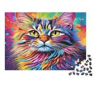 Colorful Cat Portrait Colourful Playful Cat on Sofa 1000 Pieces Jigsaw Puzzles for Adults Fun Activity for Rainy Days 70x50cm/1000pcs