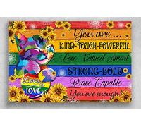 Colorful Cat You are Kind Touch Powerful Love Valued Smart Strong Bold Brave Capable Poster en métal Cadeau d'anniversaire 20,3 x 30,5 cm