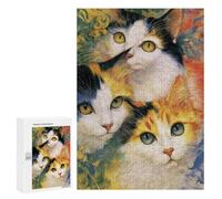 Colorful Cats Painting-2 Puzzle 1000 Pièces Educa Jouet en Bois Cadeau Unique Décoration Intérieure Jeu Éducatif Challenge Toy Adultes Et Enfants À Partir De 14 Ans 300 PCS