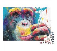 Colorful Chimpanzee Art Print Puzzles 1000 Pieces Cadeau Unique Jeu Éducatif Challenge Toy À De Qualité Supérieure Peinture Art pour Adultes Et Enfants 38x26cm/1000pcs