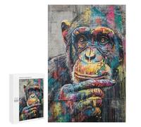 Colorful Chimpanzee Graffiti Art Print Puzzle 1000 Pièces Educa Jouet en Bois Cadeau Unique Décoration Intérieure Jeu Éducatif Challenge Toy Adultes Et Enfants À Partir De 14 Ans 1000 PCS