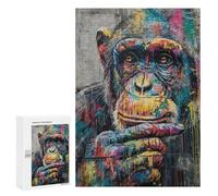 Colorful Chimpanzee Graffiti Art Print Puzzle 300 Pièces Educa Jouet en Bois Cadeau Unique Décoration Intérieure Jeu Éducatif Challenge Toy Adultes Et Enfants À Partir De 14 Ans 300 PCS