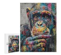 Colorful Chimpanzee Graffiti Art Print Puzzle 500 Pièces Educa Jouet en Bois Cadeau Unique Décoration Intérieure Jeu Éducatif Challenge Toy Adultes Et Enfants À Partir De 14 Ans 500 PCS