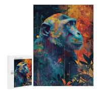 Colorful Chimpanzee Portrait Art Print-1 Puzzle 1000 Pièces Educa Jouet en Bois Cadeau Unique Décoration Intérieure Jeu Éducatif Challenge Toy Adultes Et Enfants À Partir De 14 Ans 500 PCS