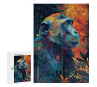 Colorful Chimpanzee Portrait Art Print-1 Puzzle 300 Pièces Educa Jouet en Bois Cadeau Unique Décoration Intérieure Jeu Éducatif Challenge Toy Adultes Et Enfants À Partir De 14 Ans 300 PCS