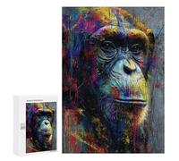 Colorful Chimpanzee Portrait Art Print Puzzle 1000 Pièces Educa Jouet en Bois Cadeau Unique Décoration Intérieure Jeu Éducatif Challenge Toy Adultes Et Enfants À Partir De 14 Ans 300 PCS