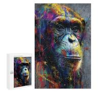 Colorful Chimpanzee Portrait Art Print Puzzle 1000 Pièces Educa Jouet en Bois Cadeau Unique Décoration Intérieure Jeu Éducatif Challenge Toy Adultes Et Enfants À Partir De 14 Ans 1000 PCS