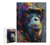 Colorful Chimpanzee Portrait Art Print Puzzle 1000 Pièces Educa Jouet en Bois Cadeau Unique Décoration Intérieure Jeu Éducatif Challenge Toy Adultes Et Enfants À Partir De 14 Ans 500 PCS