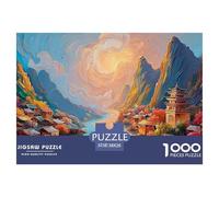 Colorful Chinese Architecture 1000 Pcs Carton Premium Lot de Puzzles Chinese Architecture Stimulant Et Éducatif Défi Unique Puzzles pour Adultes Et Enfants 38x26cm/1000pcs