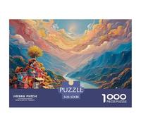 Colorful Chinese Architecture 1000 Pièces Carton Premium Coffret De Puzzles Countryside Landscape Anti-Stress Défi Unique Puzzles pour Adultes Et Enfants 52x38cm/1000pcs