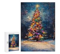 Colorful Christmas Tree Night Scene Puzzle 1000 Pièces Educa Jouet en Bois Cadeau Unique Décoration Intérieure Jeu Éducatif Challenge Toy Adultes Et Enfants À Partir De 14 Ans 300 PCS