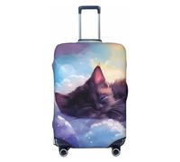 Colorful Cloud Sleeping Cat Housses de bagages de voyage élastiques pour valises de protection pour bagages de 45 à 32 cm, Noir, CH