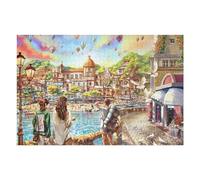 Colorful Coastal Scene with Hot Air Balloons Puzzles pour Adultes Jeux Relaxants Défi Difficile Cadeaux De Noël Et d'anniversaire 75x50cm/1000pcs