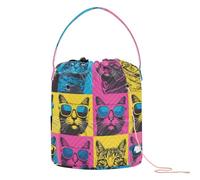 Colorful Cool Cats Pop Art Crochet Storage Portable Crochet Organizer for Art Supply Bolso para manualidades