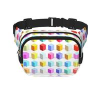 Colorful Cubes Ceinture carrée double couche - Sac banane unisexe partout pour la course, les voyages, la randonnée, le fitness, noir, taille unique, Noir/blanc, One Size