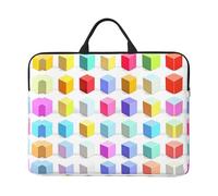 Colorful Cubes Housse pour ordinateur portable 14" - Sac de transport pour voyage d'affaires, bureau - Avec bandoulière et porte-documents